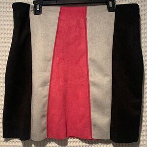 NEW Jolie & Joy Pink & Black & Gray Faux Suede Mini Skirt